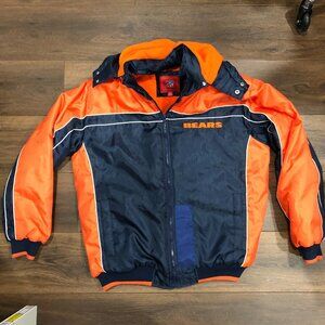 NFL Chicago Bears Full Zip Thick Winter Coat Jacket Hooded Quilted Mens M READ
